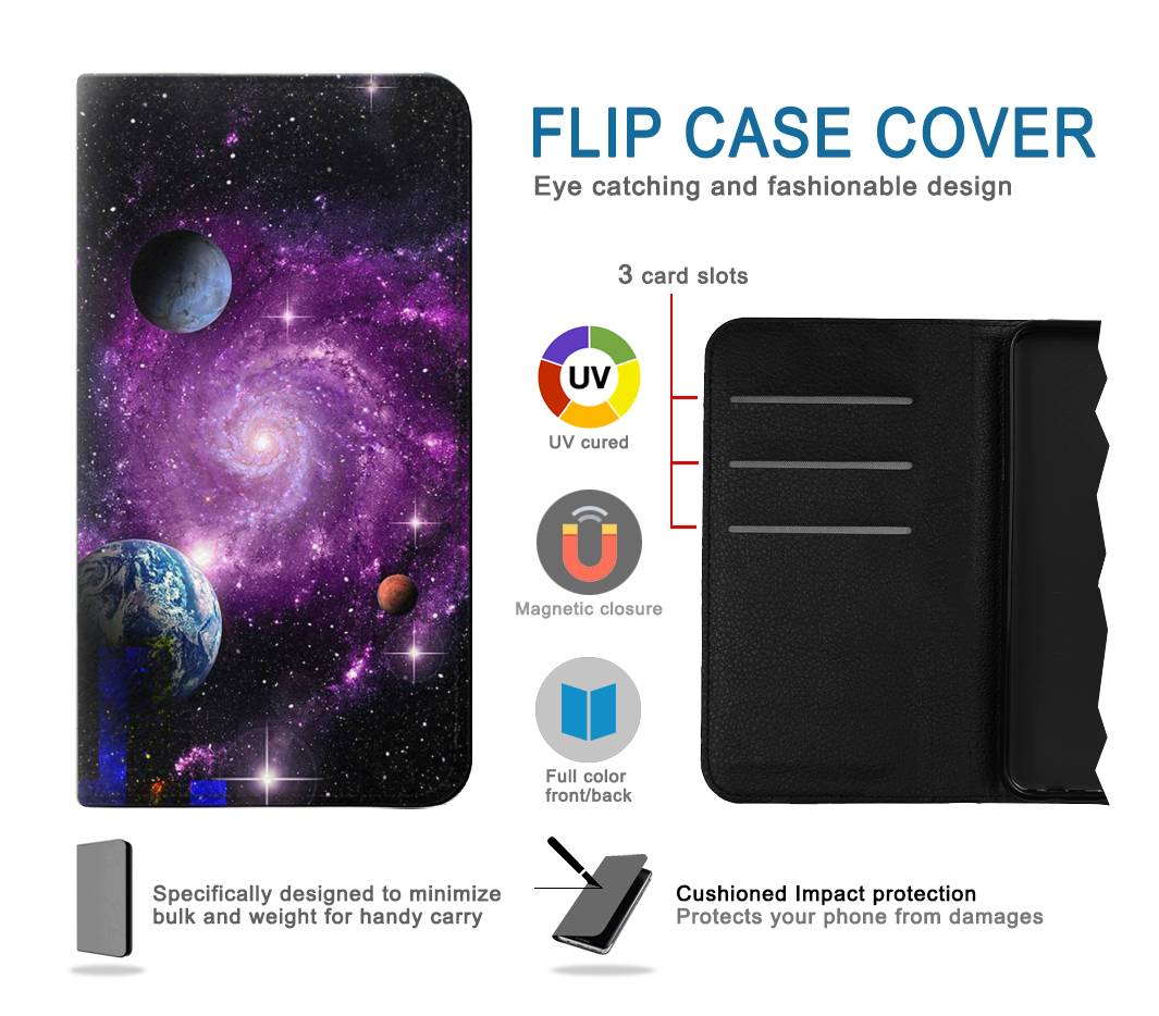 Flip case iPhone 12 Pro, 12 Galaxy Outer Space Planet