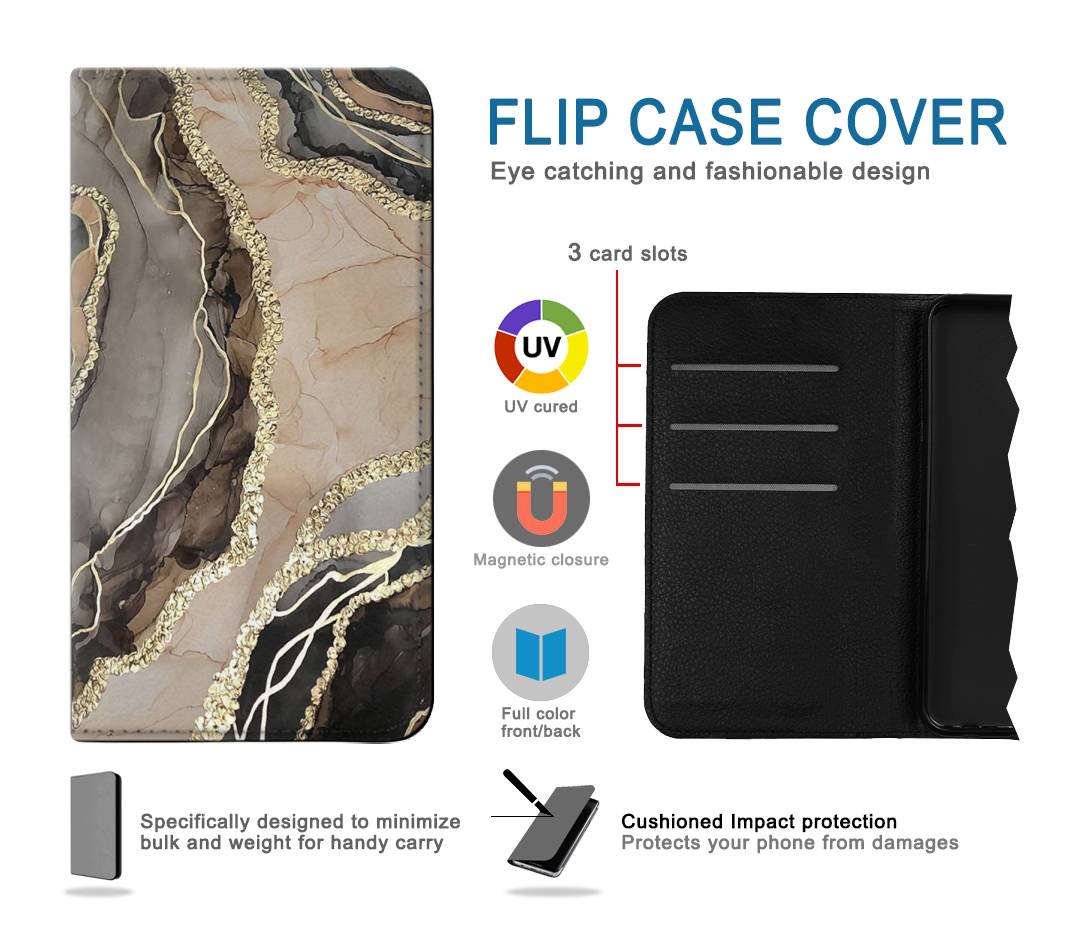 Flip case iPhone 13 Marble Gold Graphic Printed