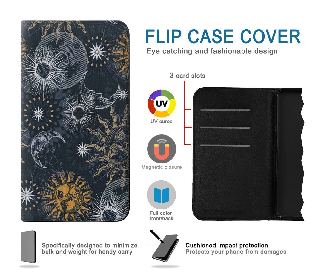 Flip case Apple iPhone 14 Pro Max Moon and Sun
