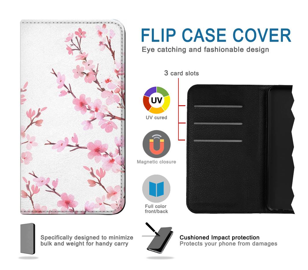 Flip case Motorola One 5G Pink Cherry Blossom Spring Flower