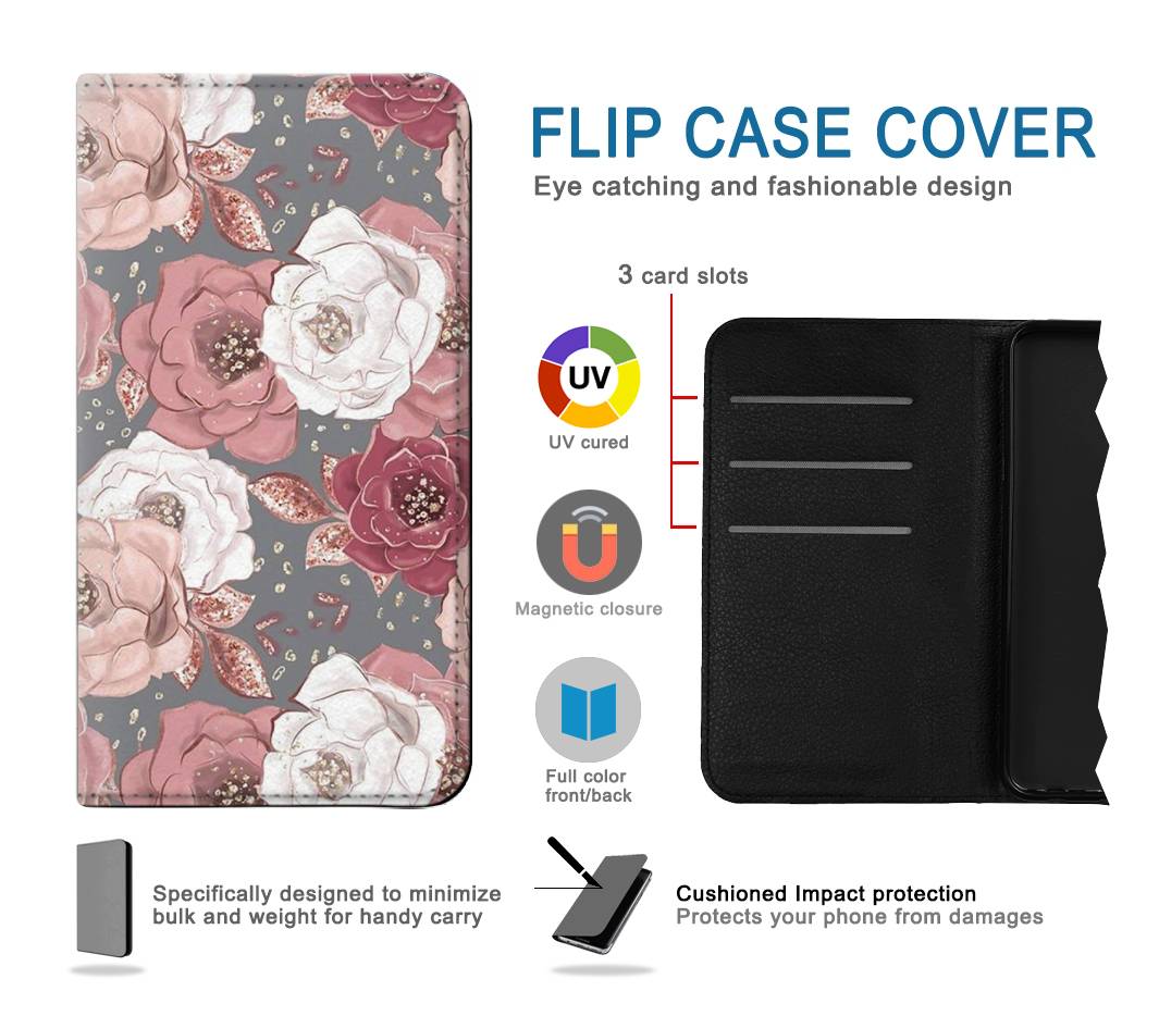 Flip case Motorola Moto G Play (2021) Rose Floral Pattern