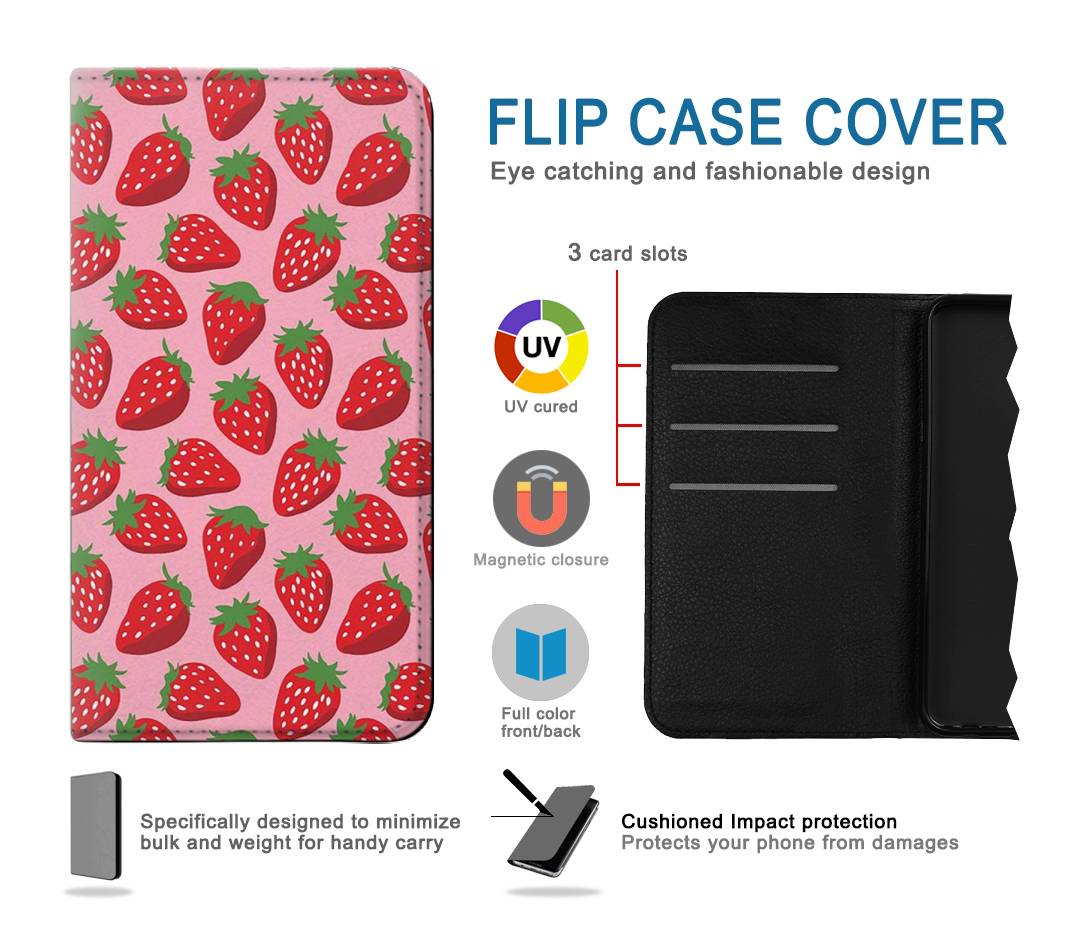 Flip case iPhone 7 Plus, 8 Plus Strawberry Pattern