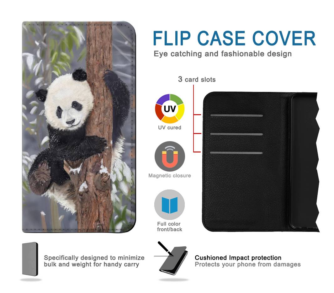 Flip case Samsung Galaxy A53 5G Cute Baby Panda Snow Painting