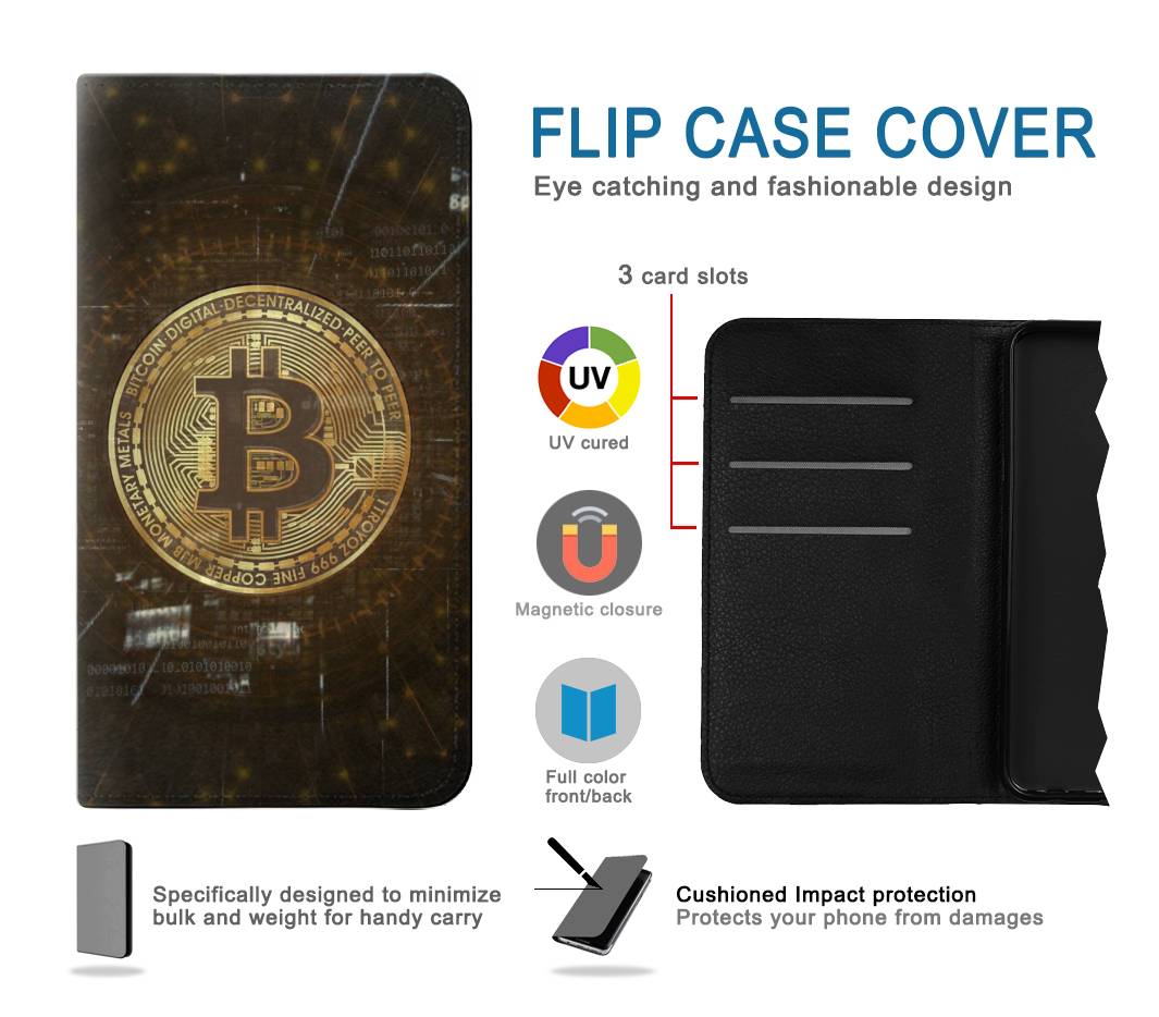 Flip case Samsung Galaxy J7 (2018), J7 Aero, J7 Top, J7 Aura, J7 Crown, J7 Refine, J7 Eon, J7 V 2nd Gen, J7 Star Cryptocurrency Bitcoin