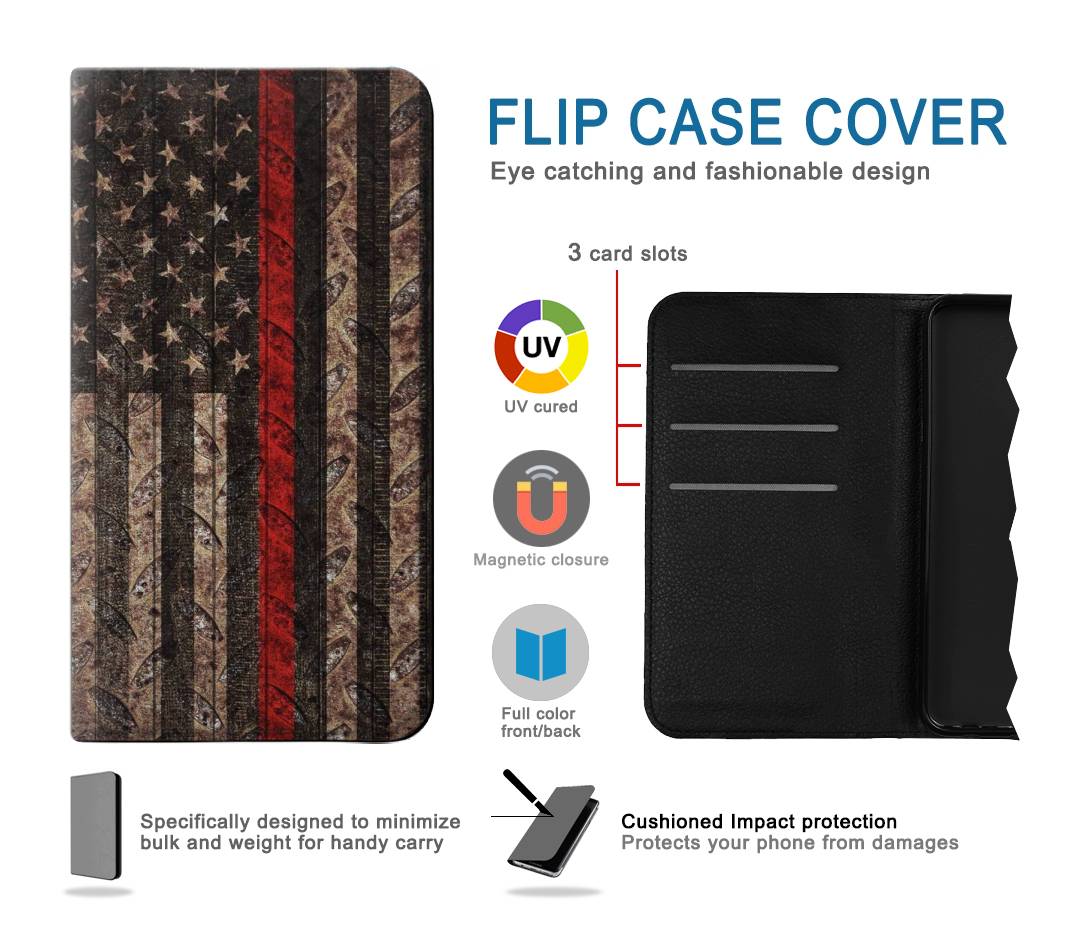 Flip case Motorola Moto G Stylus 5G Fire Fighter Metal Red Line Flag Graphic