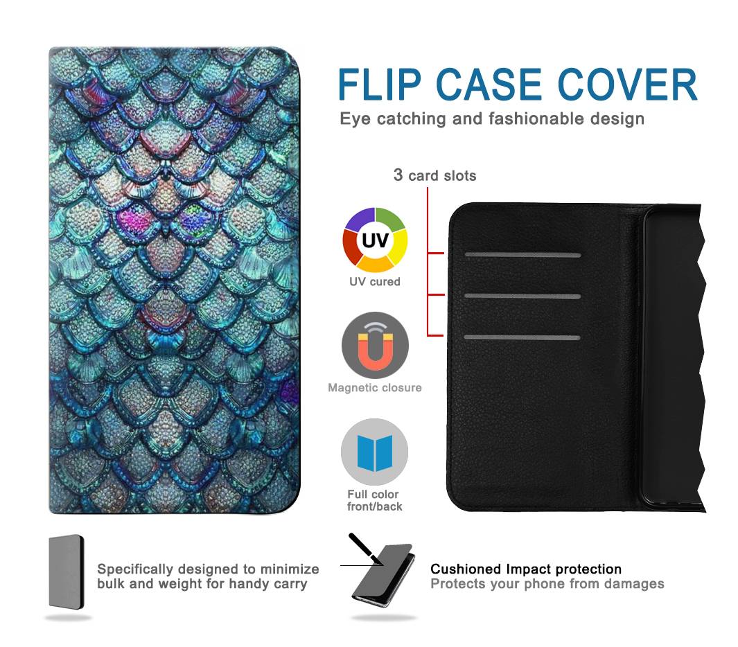 Flip case Samsung Galaxy A20, A30, A30s Mermaid Fish Scale