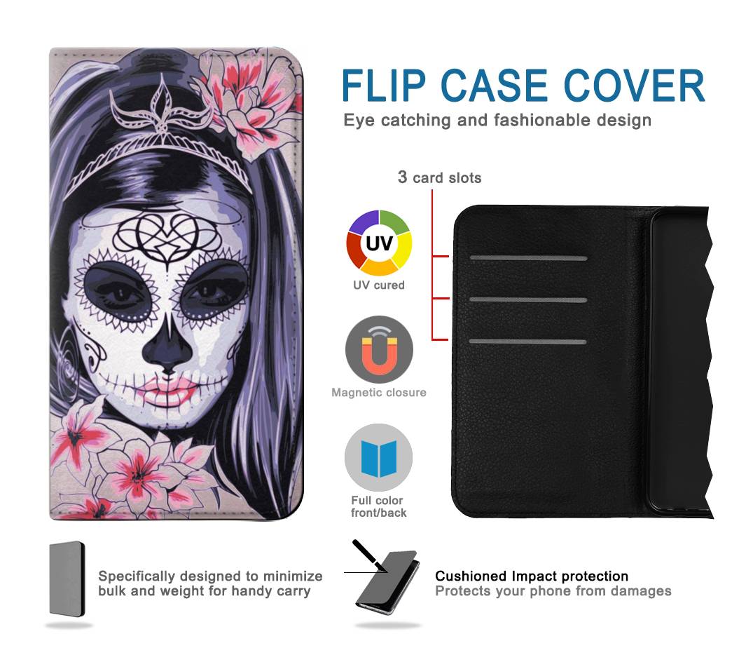 Flip case  Moto G8 Power Sugar Skull Steam Punk Girl Gothic