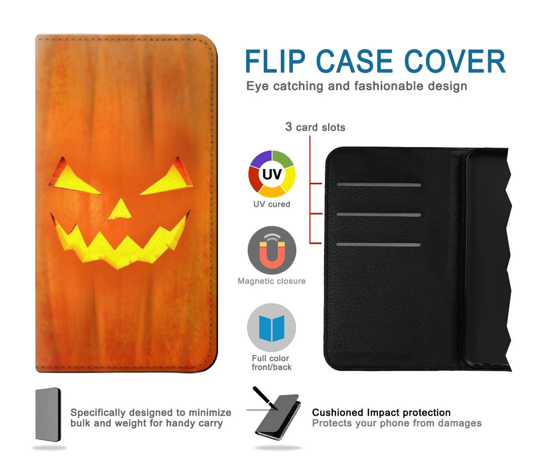 Flip case Motorola Moto G Stylus (2021), G Stylus 5G, G Stylus 5G (2022) Pumpkin Halloween