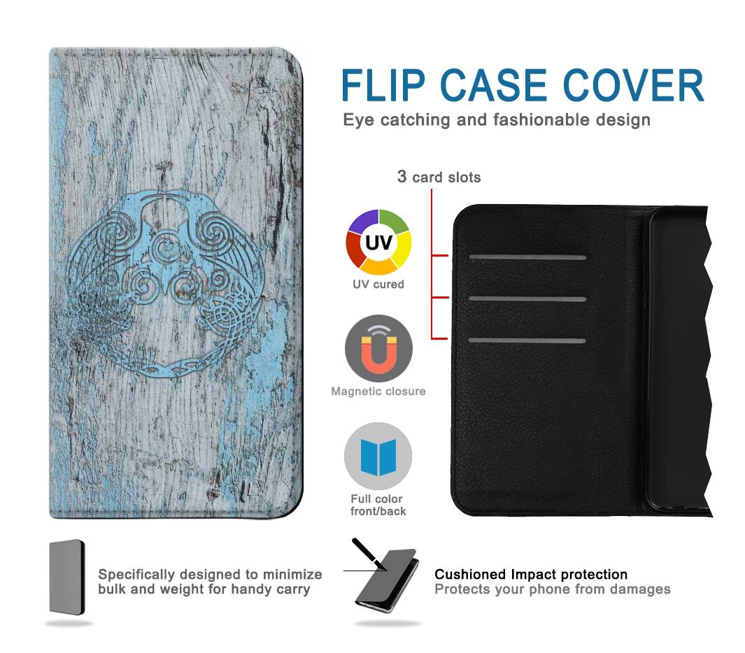 Flip case iPhone 12 Pro, 12 Huginn And Muninn Twin Ravens Norse